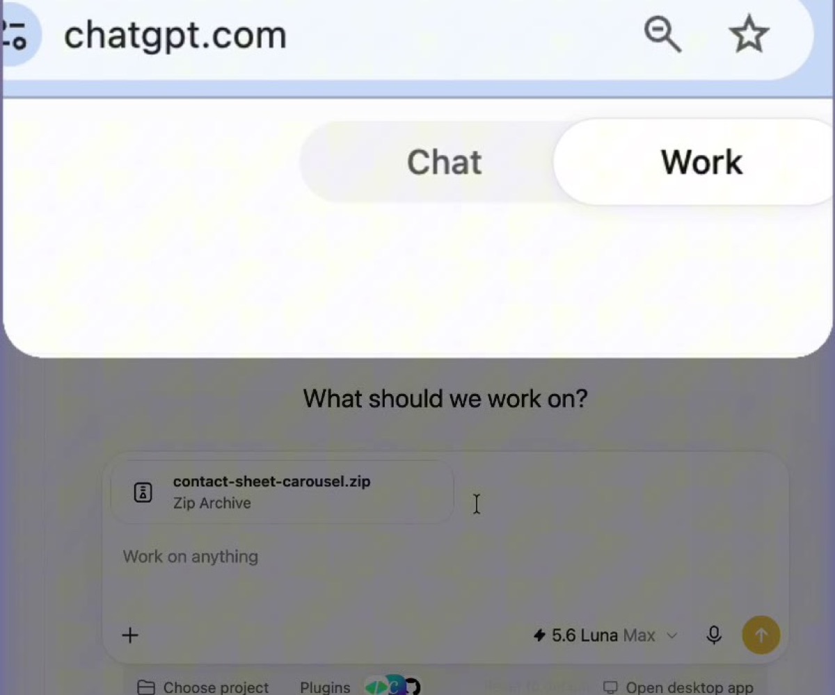 إرفاق ملف contact-sheet-carousel.zip داخل ChatGPT Work