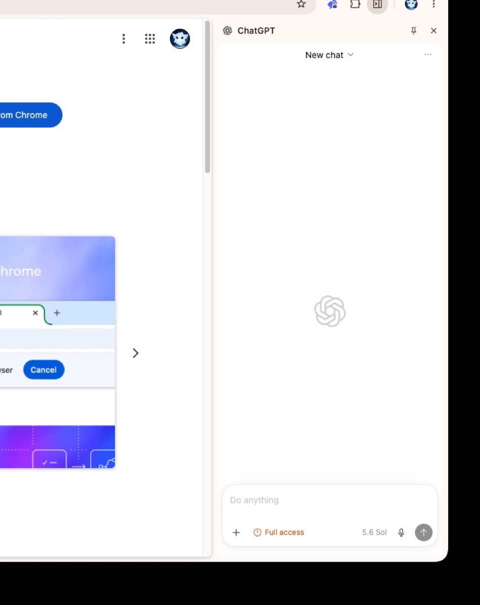 لوحة ChatGPT الجانبية داخل Google Chrome