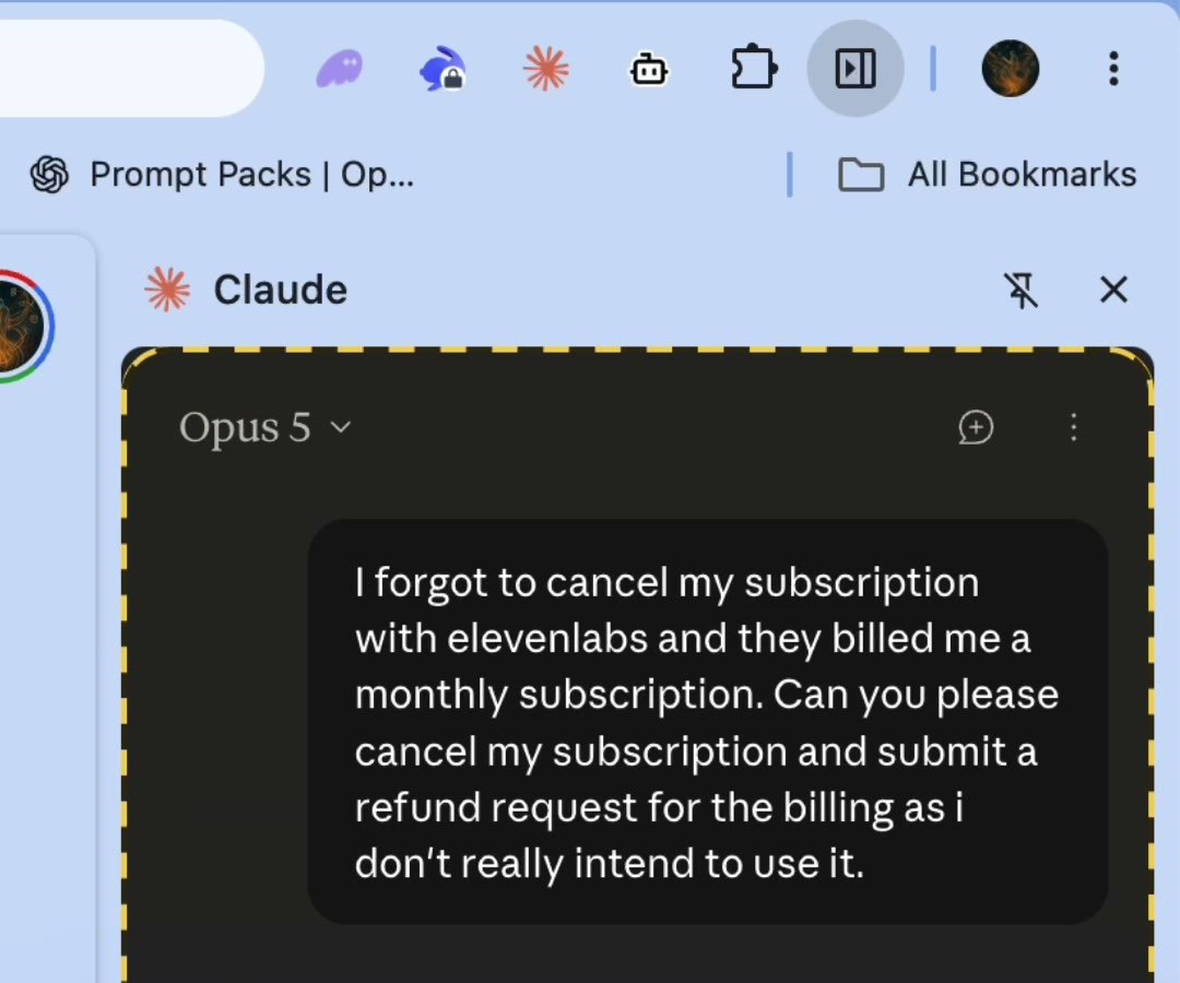 البرومبت الحقيقي داخل إضافة Claude مع Opus 5